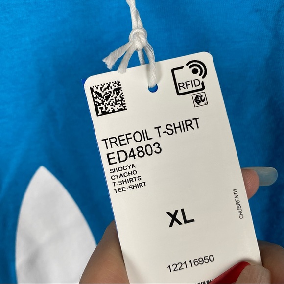 Adidas Trefoil Short Sleeve Tee Shirt in Blue - Picture 5 of 6
